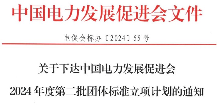 关于下达中国电力发展促进会2024年度第二批团体标准立项计划的通知