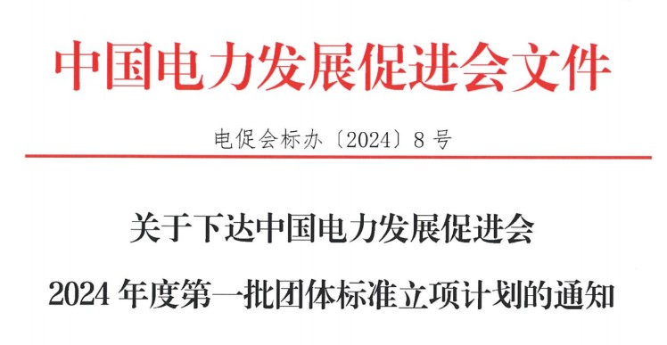 关于下达中国电力发展促进会2024年度第一批团体标准立项计划的通知